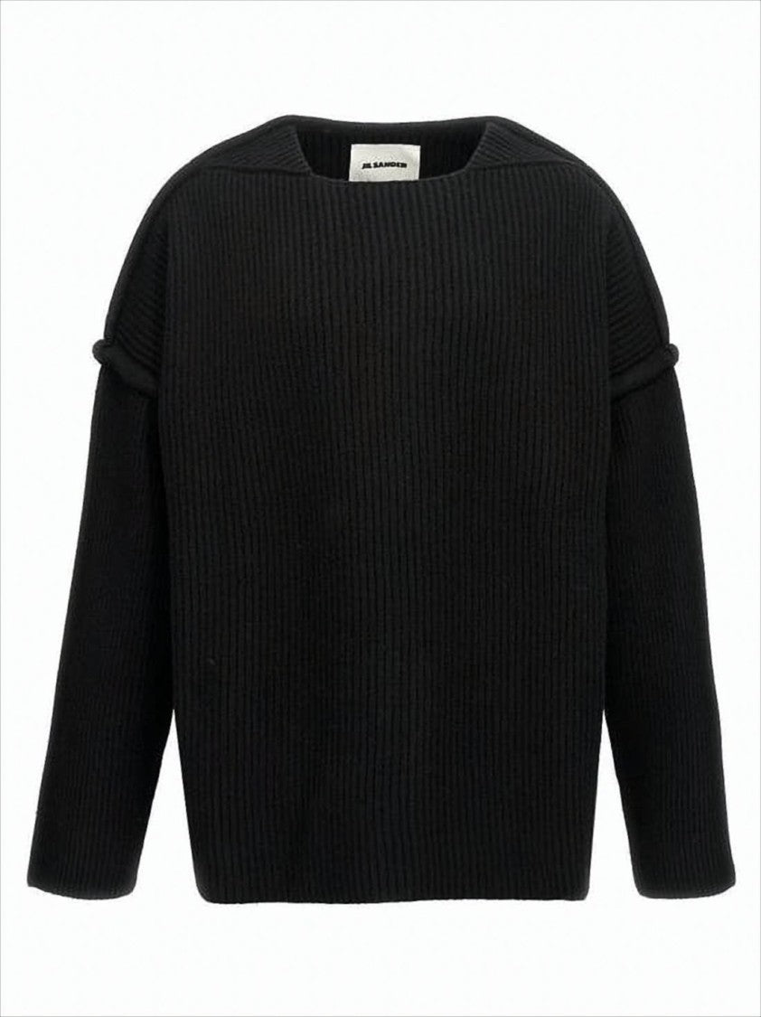 Jil Sander Boxy Oversized Black Wool Sweater