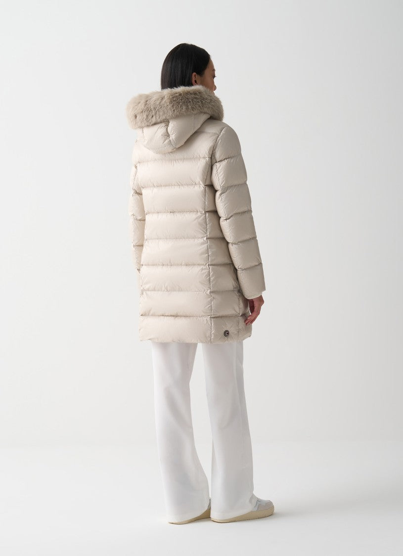 Colmar Originals Long Puffer Coat With Synthetic Fur Trim
