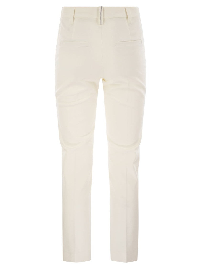 Brunello Cucinelli Cigarette Trousers In Stretch Cotton