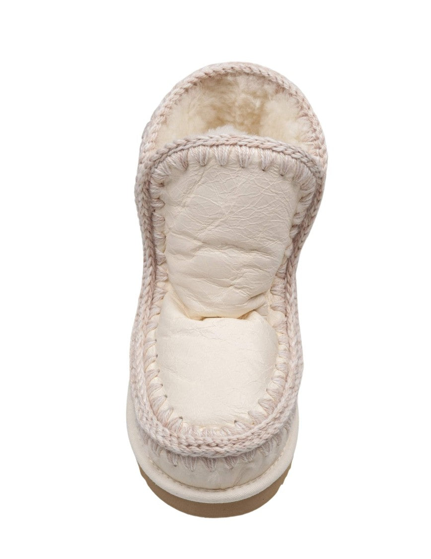 Mou Eskimo 18 Sheepskin Boot In White With Applied Zirconia