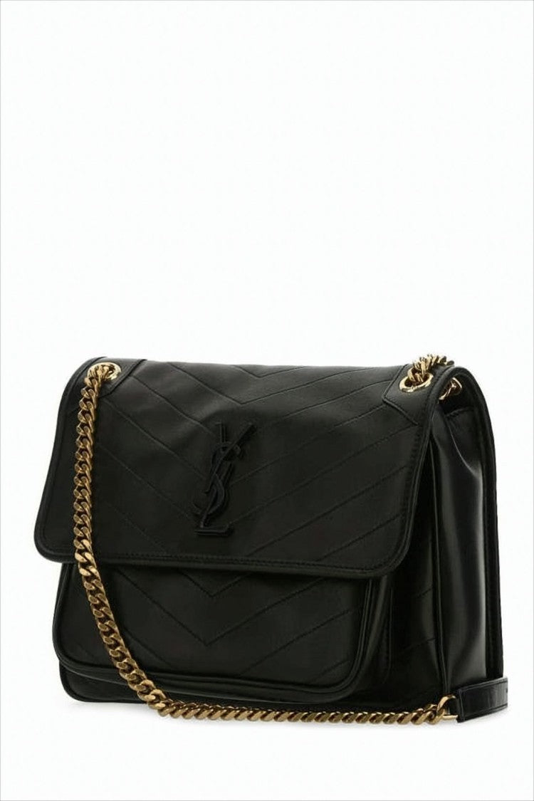 Saint Laurent Rectangular Black Calf Leather Shoulder Bag