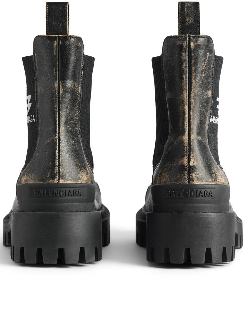 Balenciaga Black Strike Chels Chunky Leather Boots