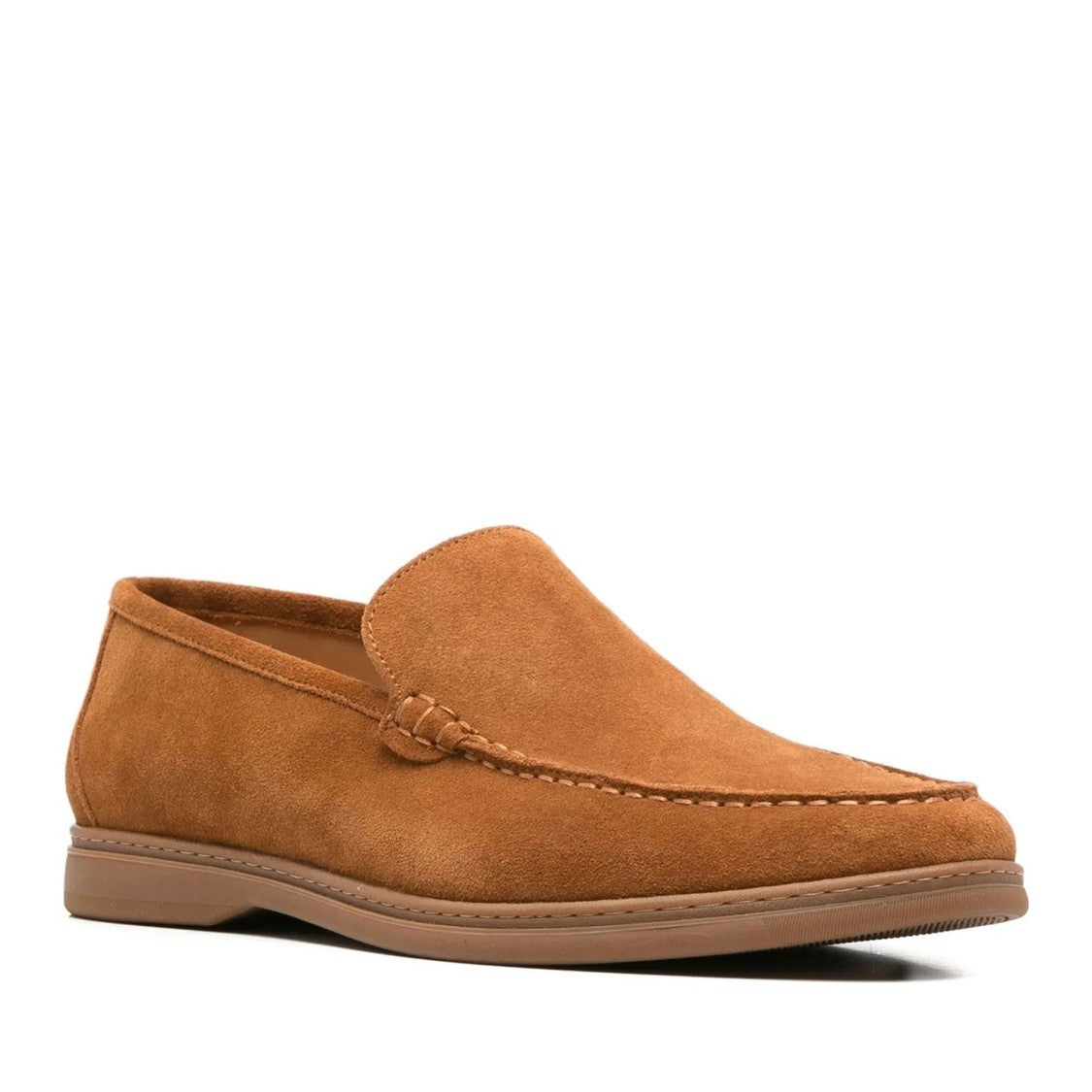 Alberto Gozzi Brown Detailed Stitching Suede Loafers