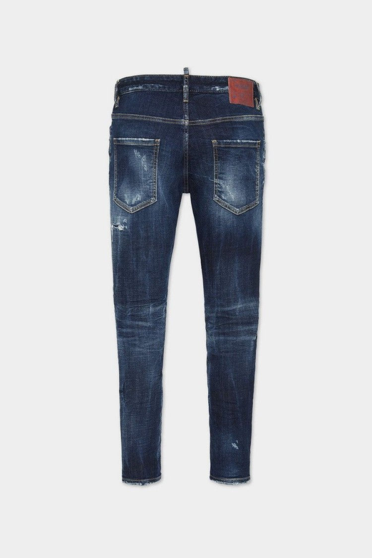 Dsquared2 Blue Weathered Wash Distressed Cotton-Blend Skater Jeans