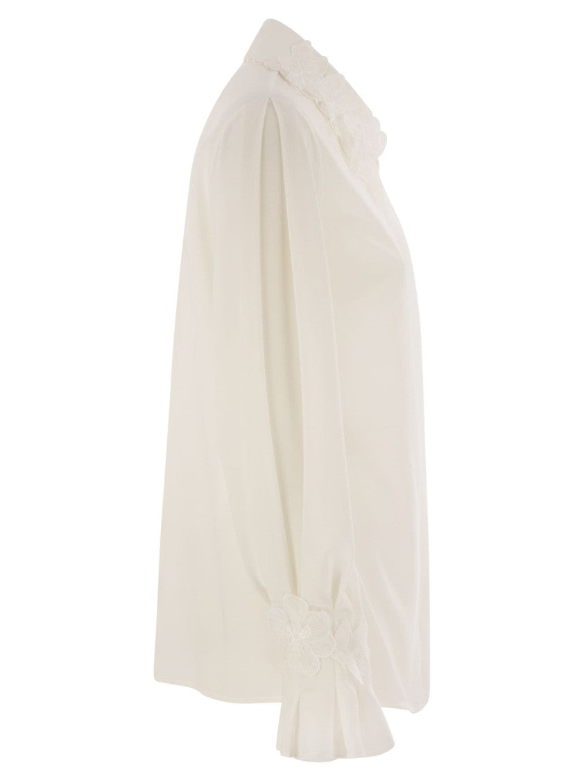 Elisabetta Franchi Georgette Shirt With Floral Embroidery