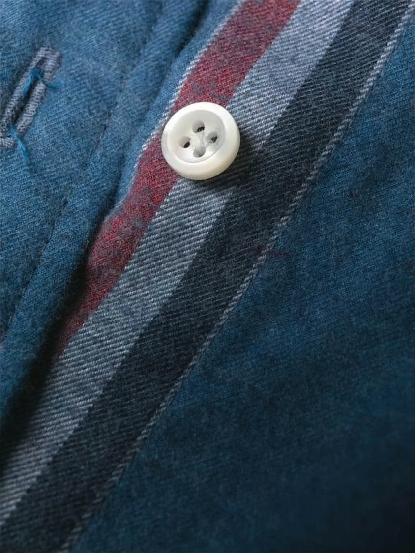 Thom Browne Button-Up Shirt In Textured Blue Cotton