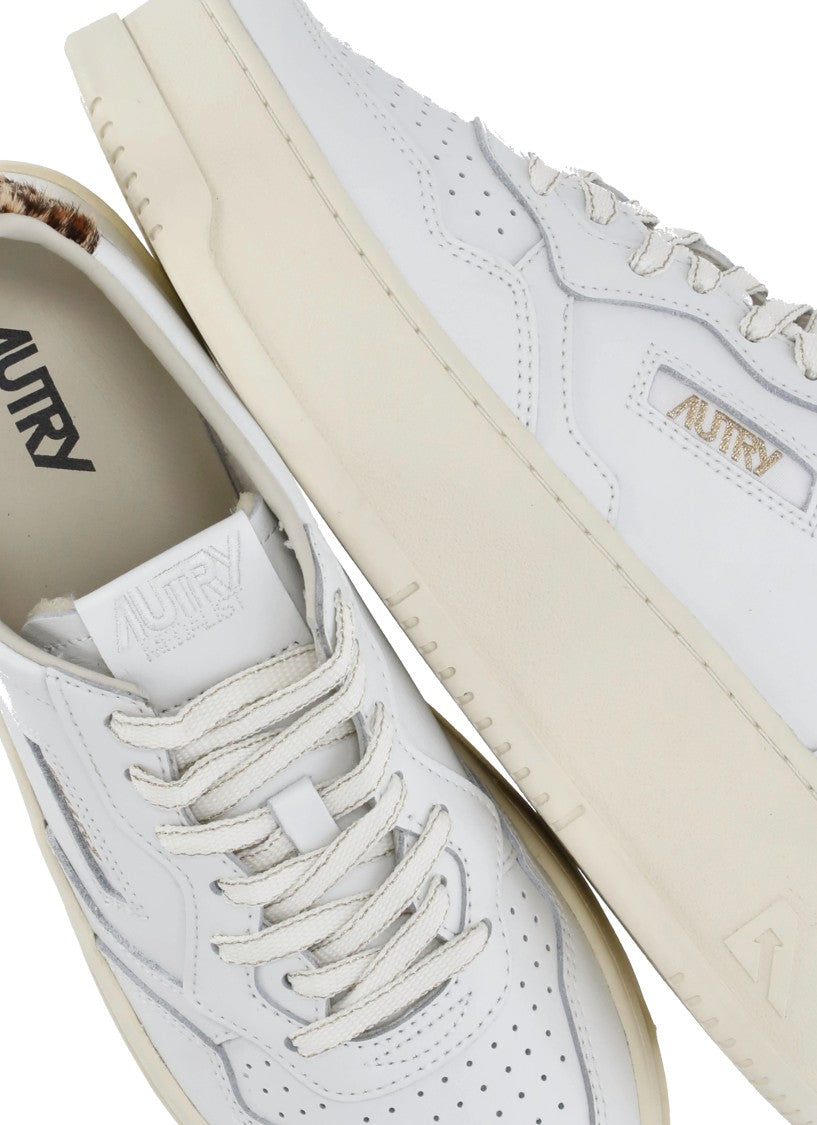 Autry White Animalier Platform Leather Sneakers