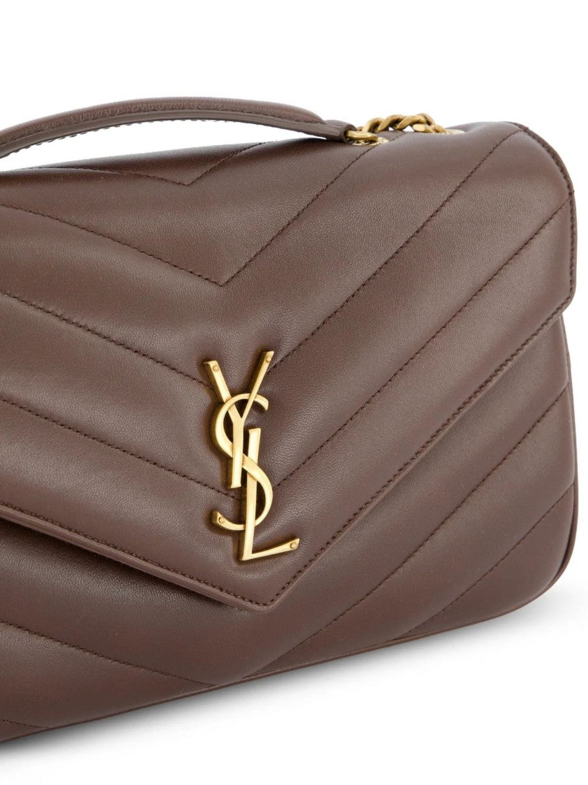 Saint Laurent Loulou M Rectangular Quilted Gold-Chain Handbag