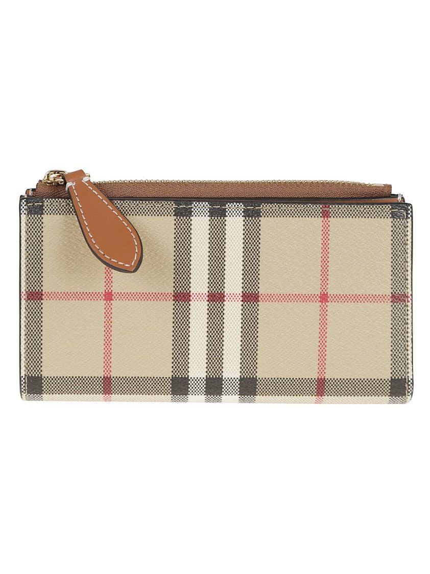 Burberry Checkered Pattern Wallet With Zippered Compartment