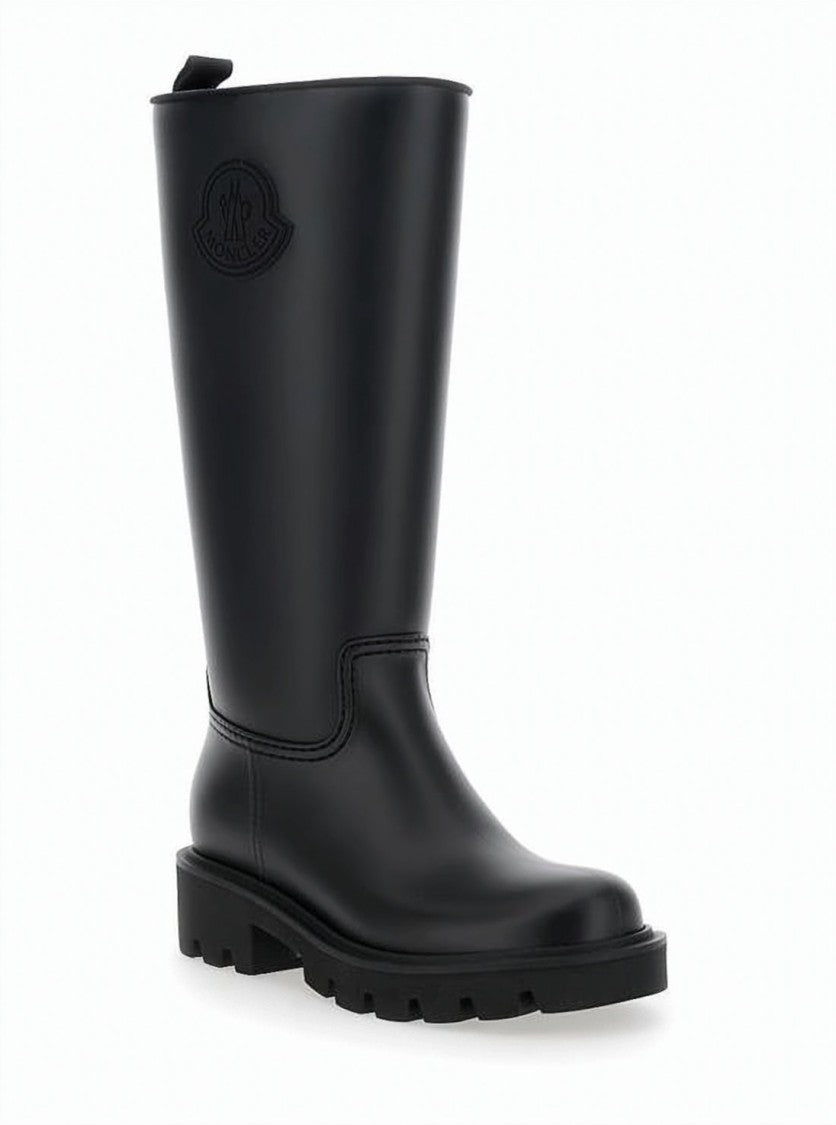 Moncler Mid-Calf Matte Finish Rain Boots With Chunky Lug Sole