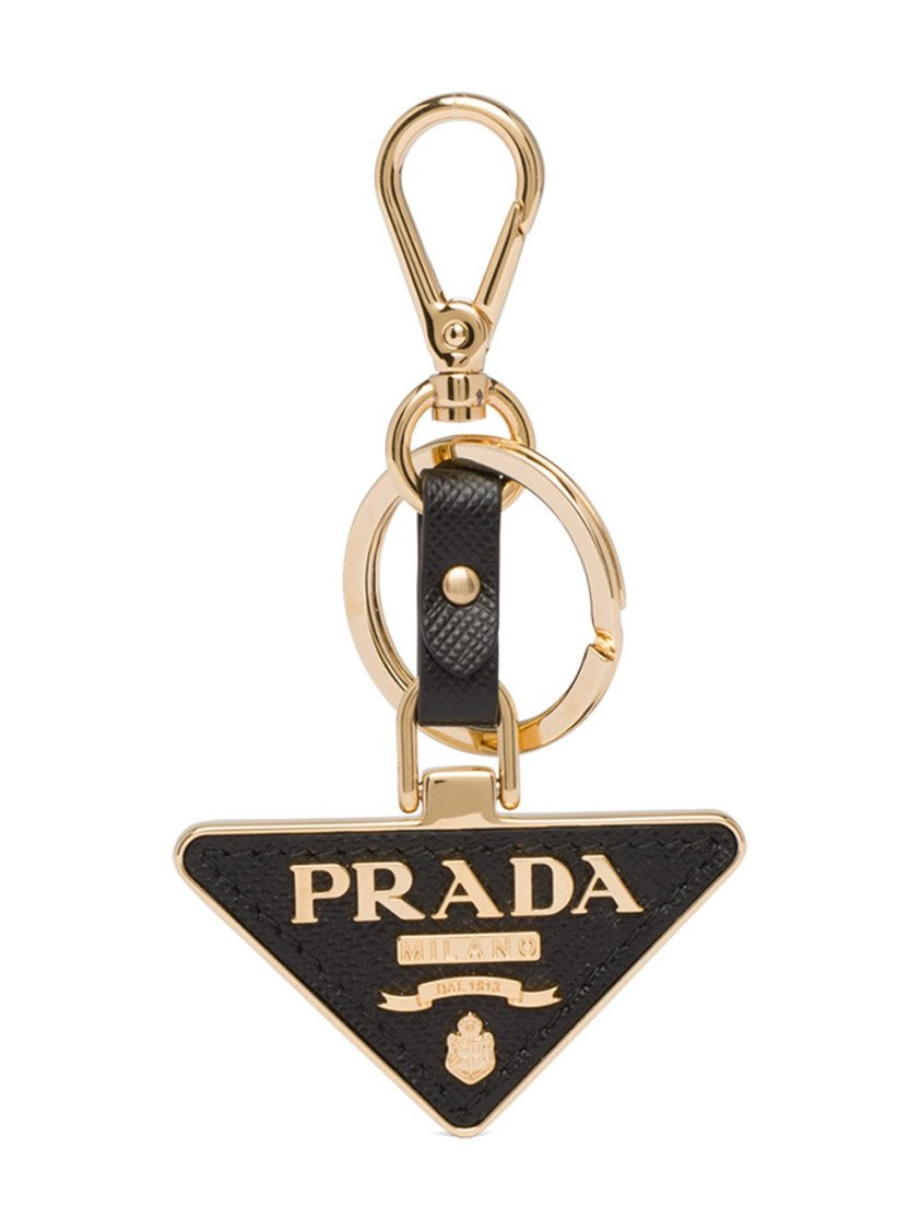 Prada Triangle-Logo Leather Keychain