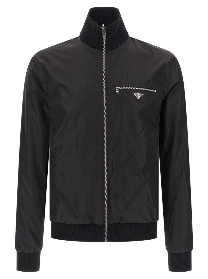 Prada Reversible Wool Knit Cardigan With High Neck And Functional Pockets