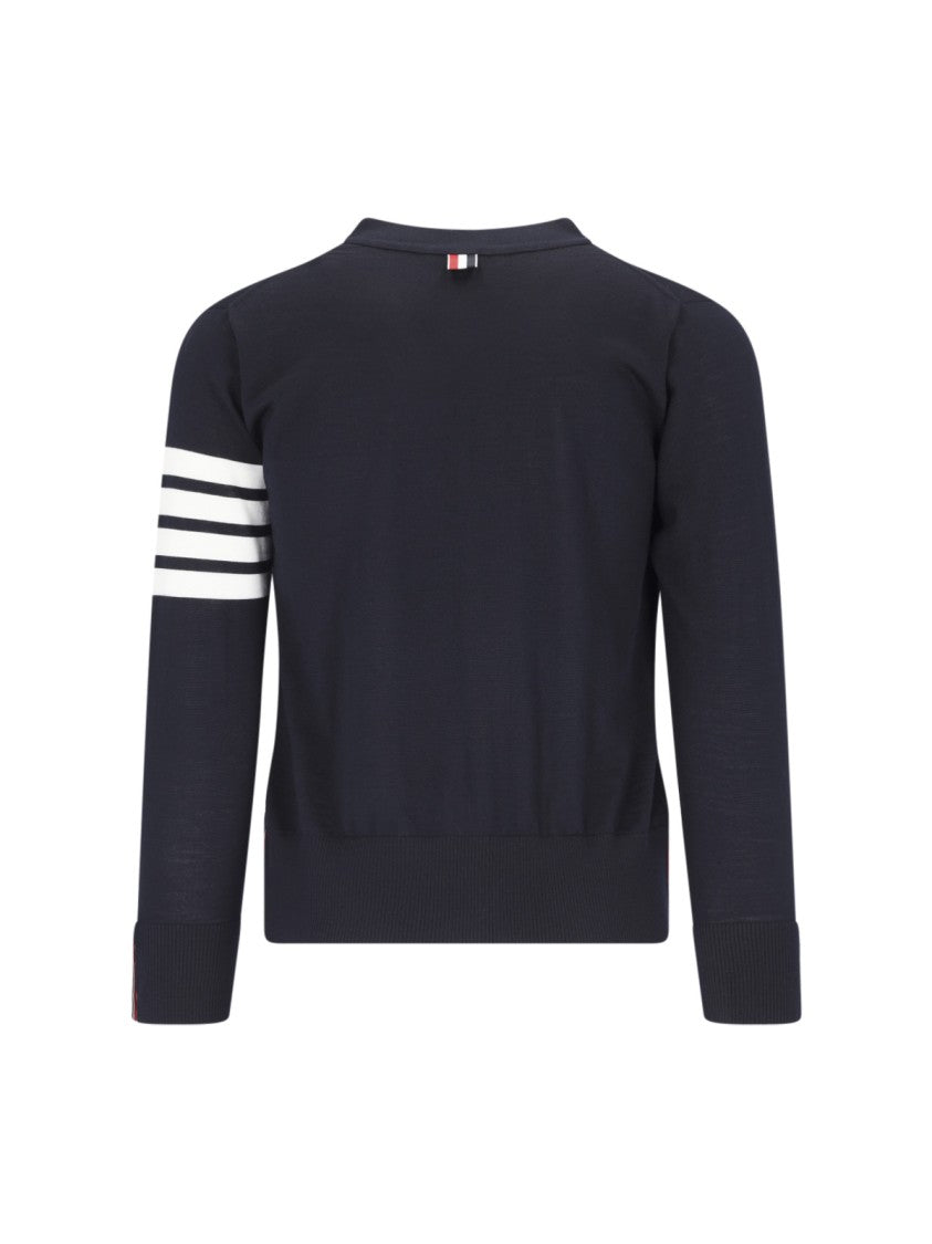 Thom Browne Navy V-Neck Striped Cotton Cardigan