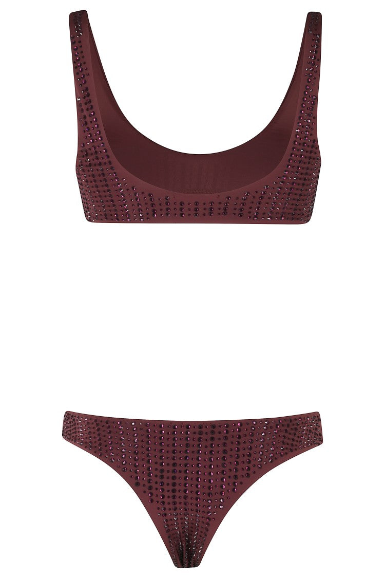 Venuja Rhinestone High-Cut Brazilian Bikini Set