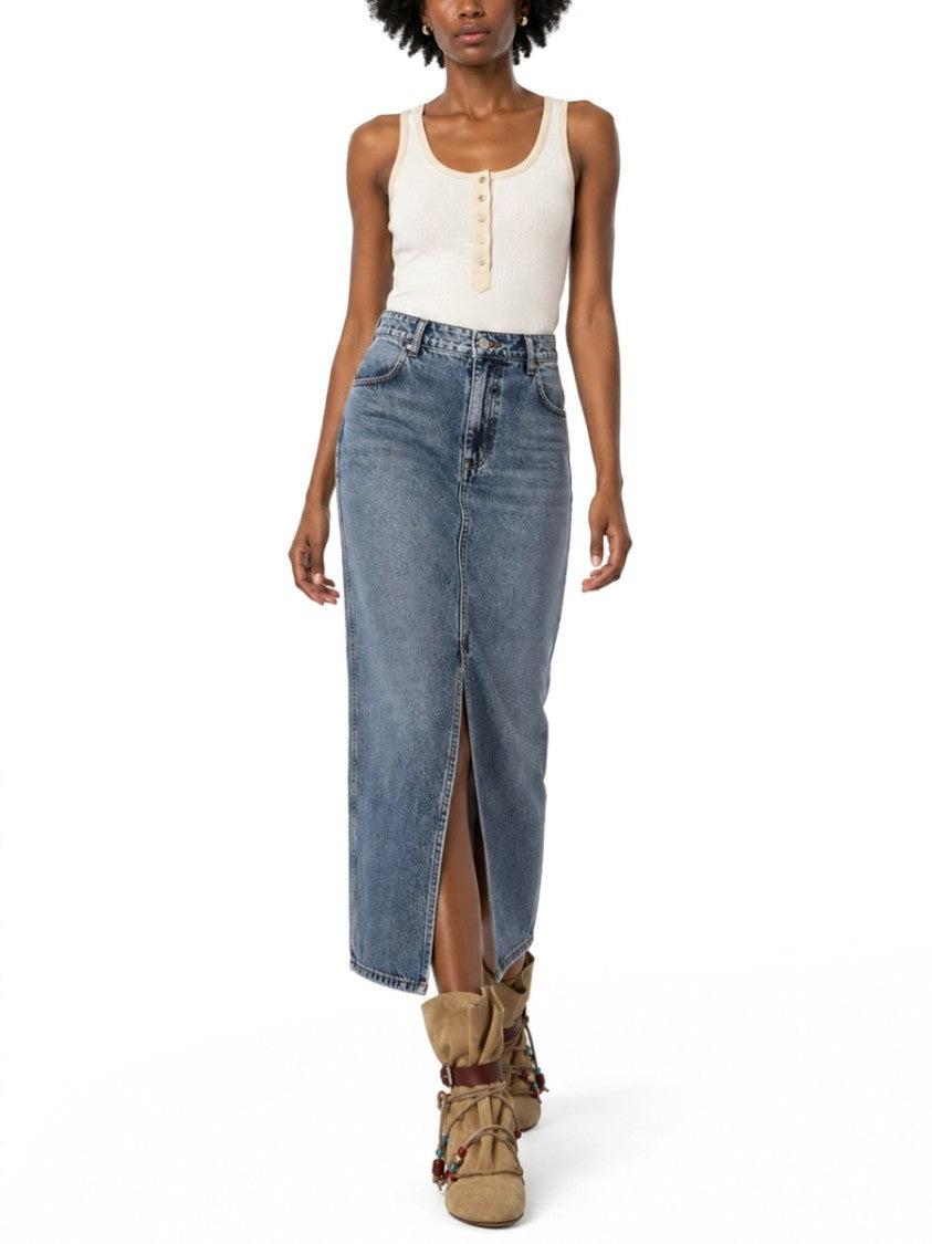 Isabel Marant Faded Blue Faharia Denim Midi Skirt