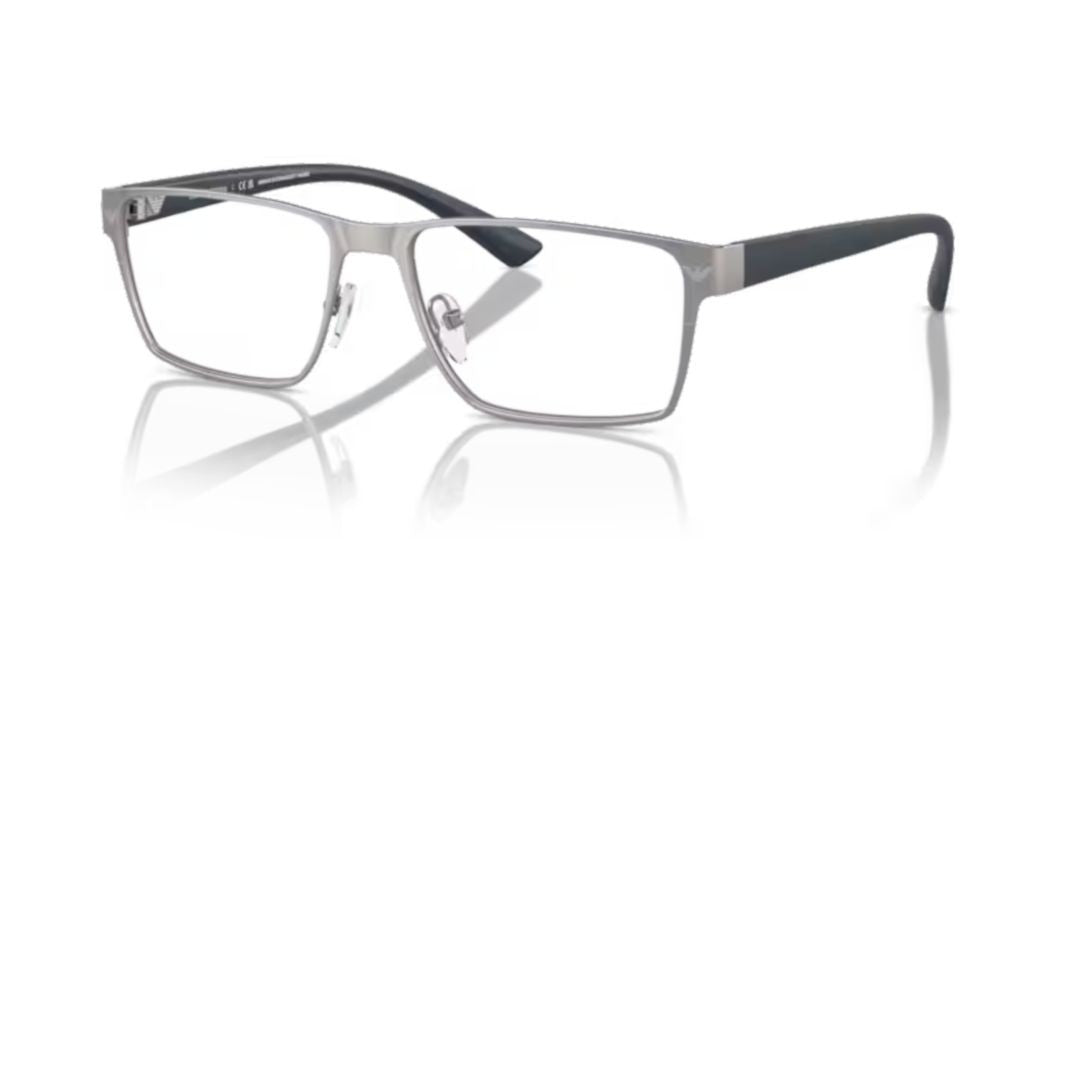 Emporio Armani 1157 Vista Rectangular Metal Eyeglass Frames With Matte Silver Front