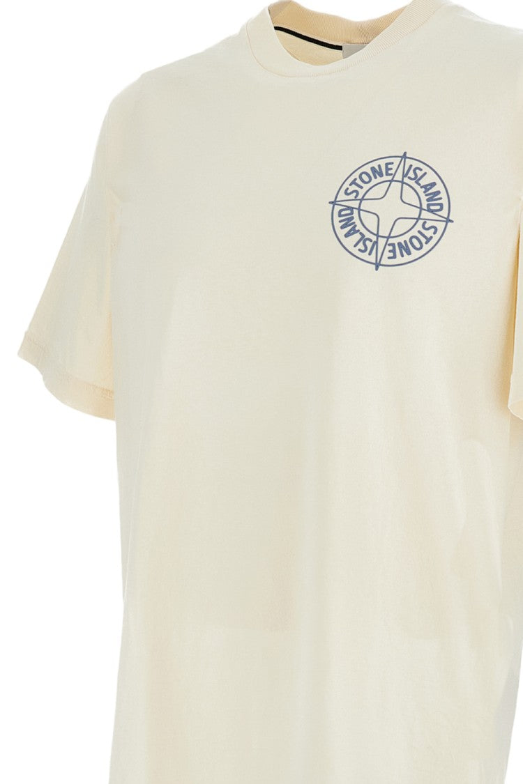 Stone Island Oversized Cotton T-Shirt With Emblem Prints