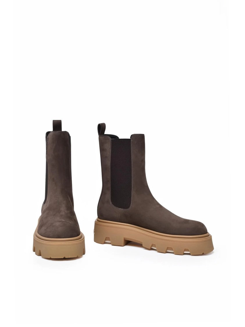 Moncler Turquoise Leather-Blend Chelsea Boots