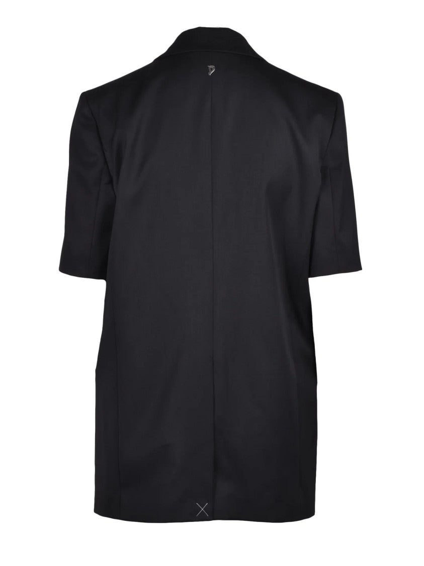 Dondup Black Virgin Wool Elastane Fitted Jacket