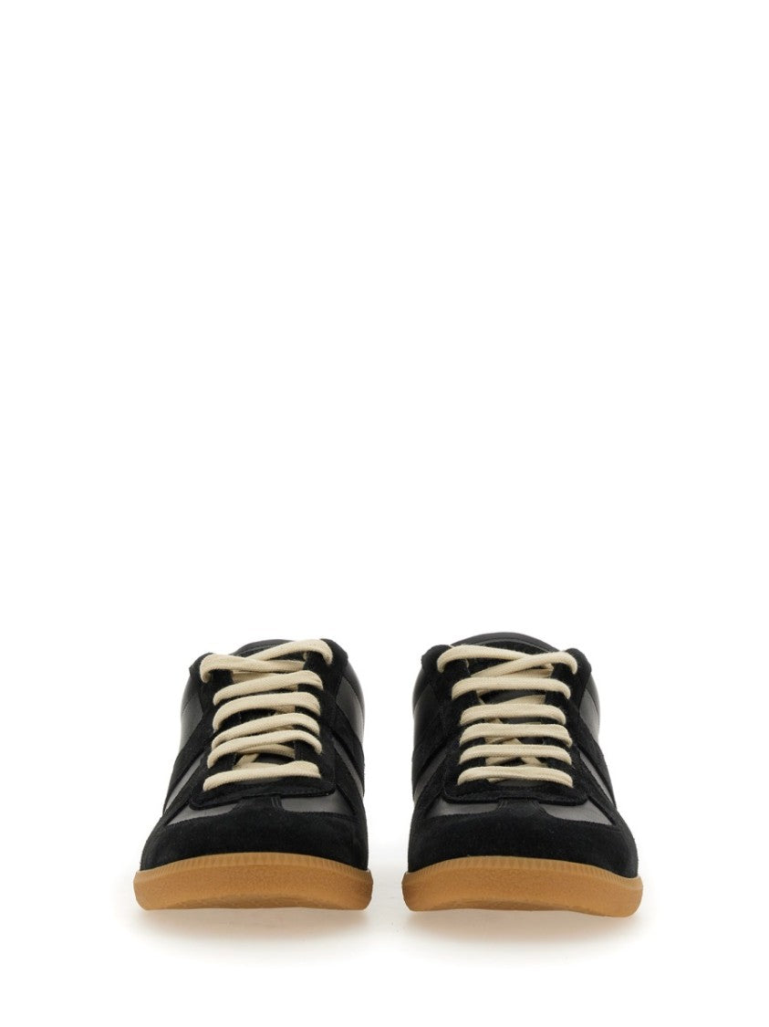 Maison Margiela Black Leather And Suede Sneakers