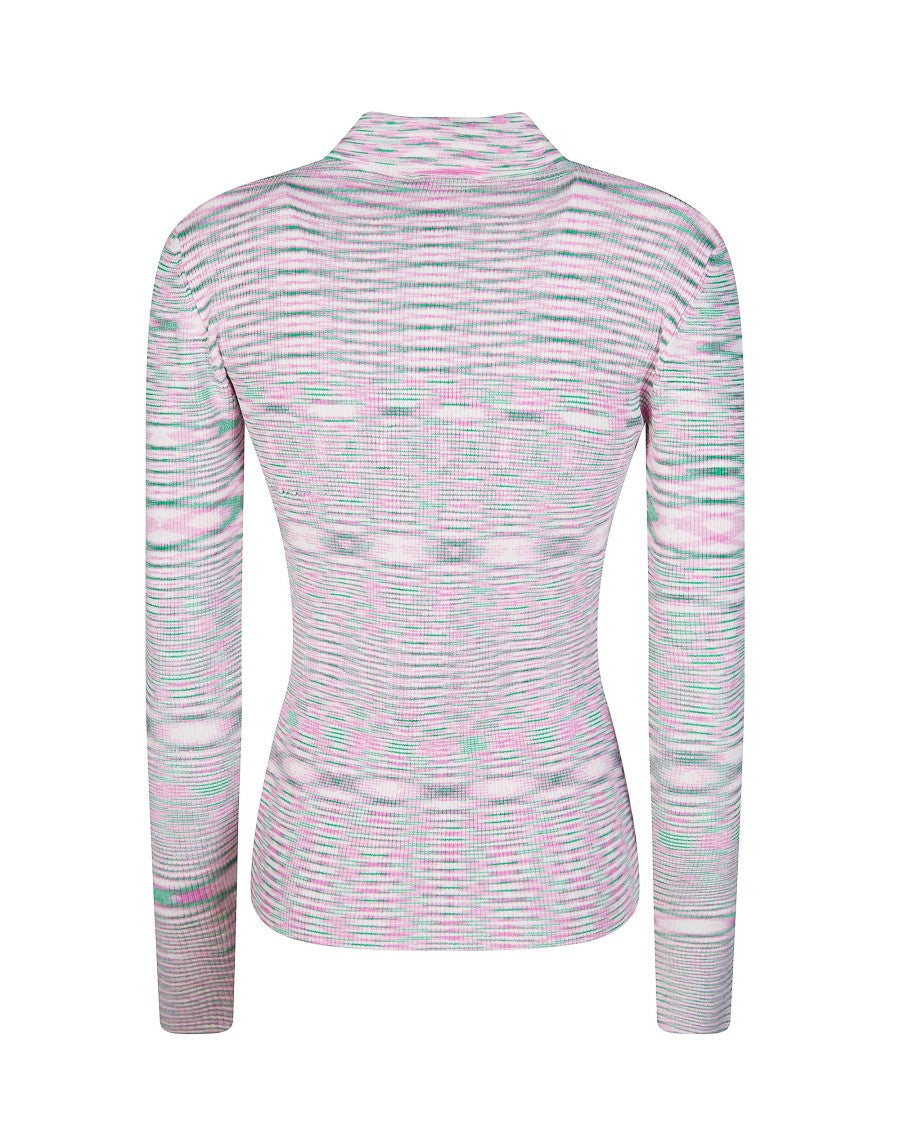 Ganni Space-Dyed Polo Shirt In Chalk Pink