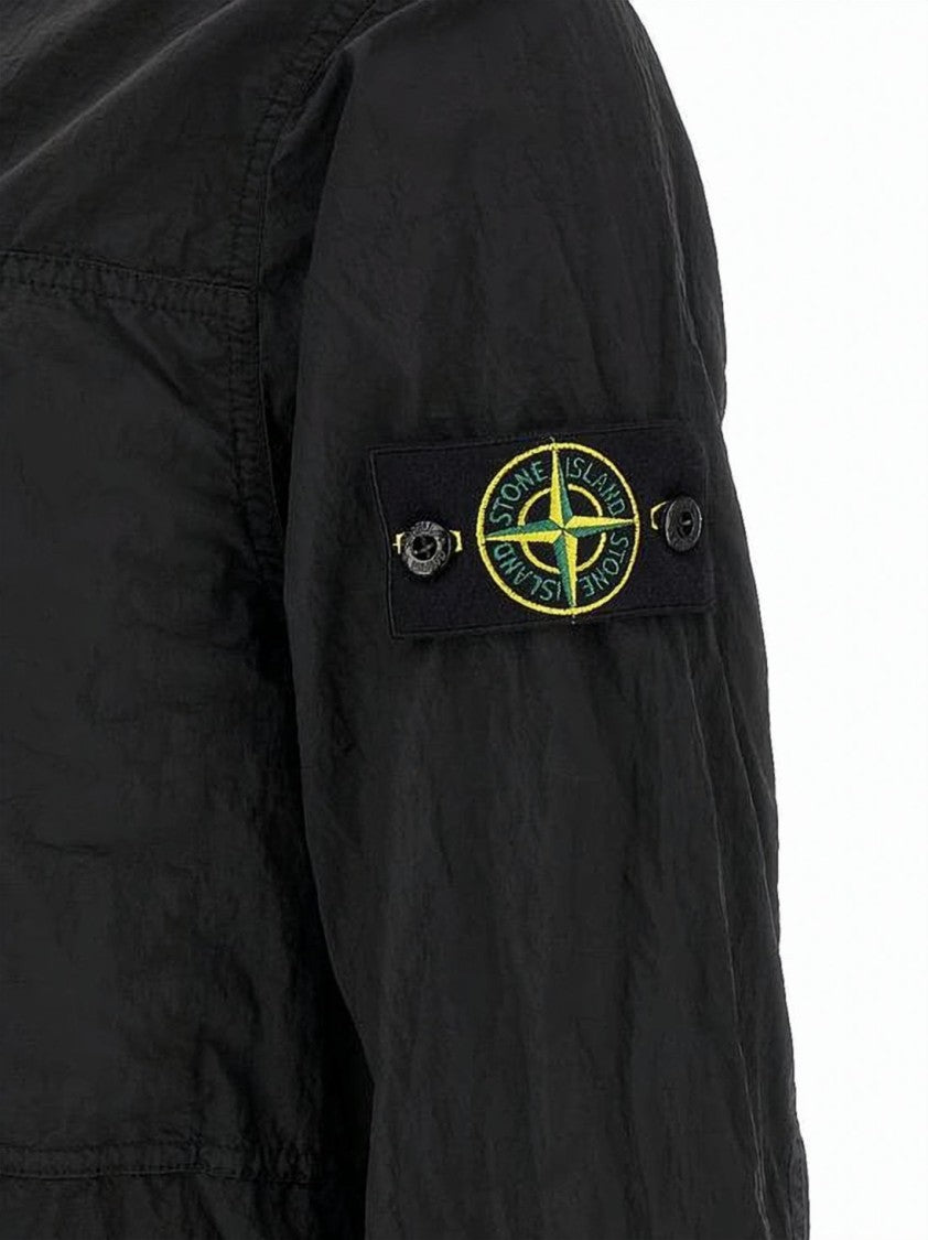 Stone Island Black Lightweight Matte Finish Zip Shirt