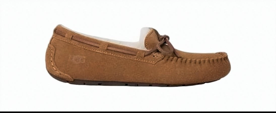 Ugg Moccasin-Style Suede Loafers With Whipstitching And Plush Lining