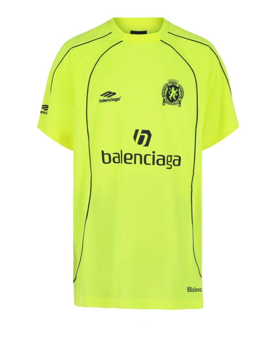 Balenciaga Neon Yellow Oversized Soccer T-Shirt With Ipanema 10 Graphic