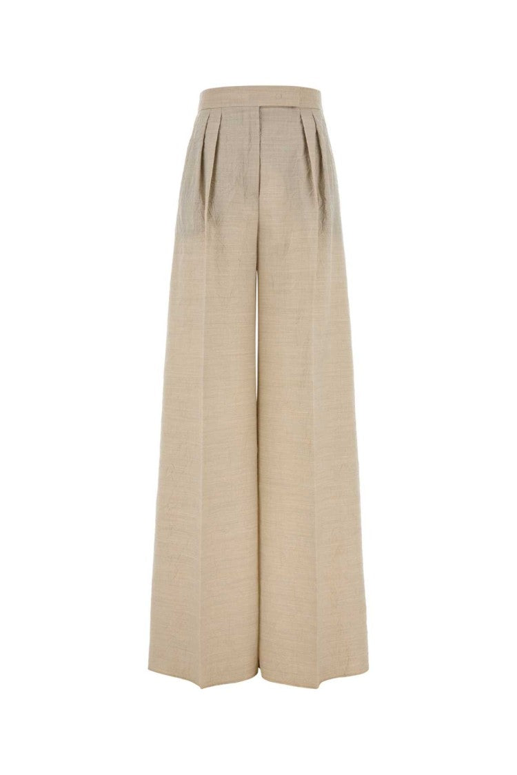 Max Mara Sand Wool Acinoso Wide-Leg Pant