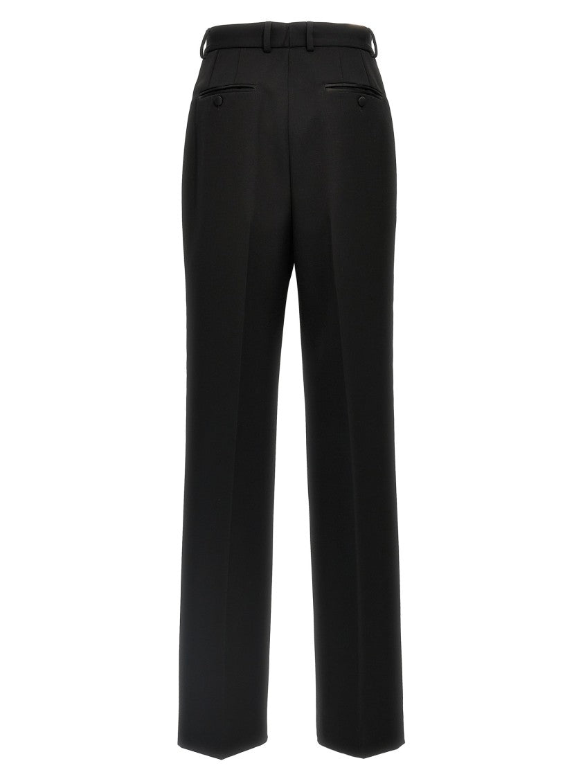 Dolce & Gabbana High-Waisted Wool Gabardine Tuxedo Pants With Refined Detailing