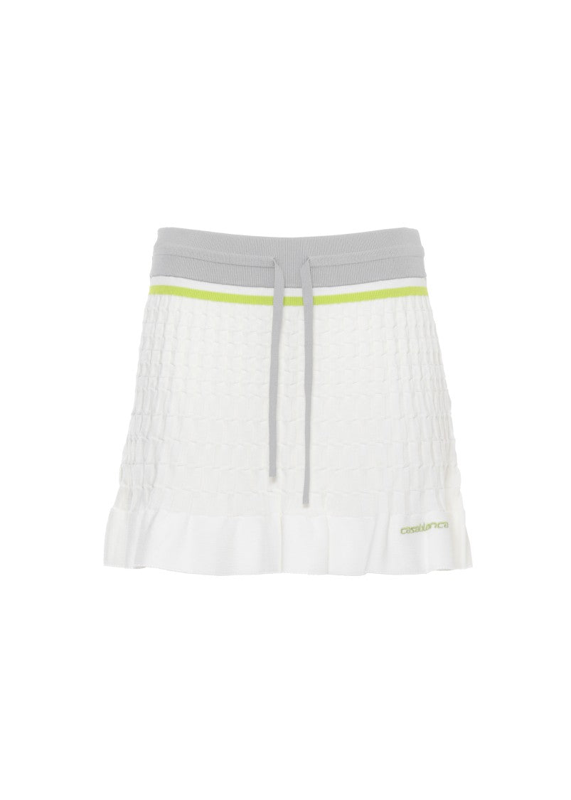 Casablanca Textured White Mini Skirt With Contrasting Waistband