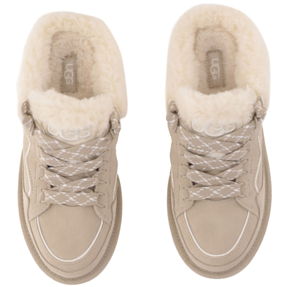 Ugg Beige Suede Flat Shoes With Plush Lining
