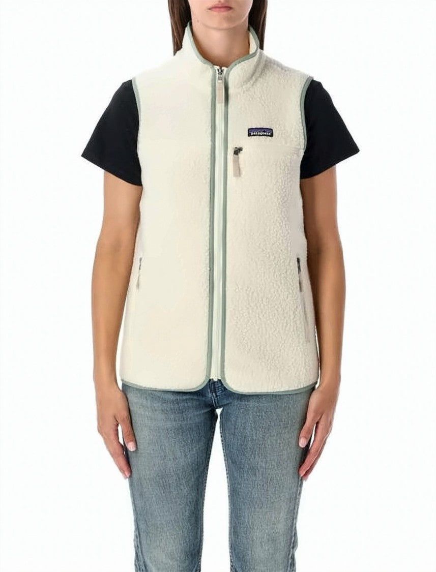 Patagonia Textured Fleece Vest With High Collar And Zippered Pockets