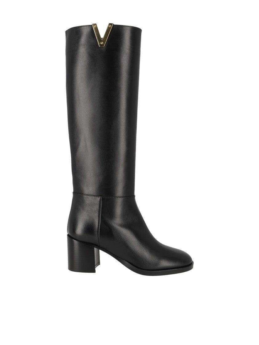 Via Roma 15 Black New Semplice Leather Knee-High Boots