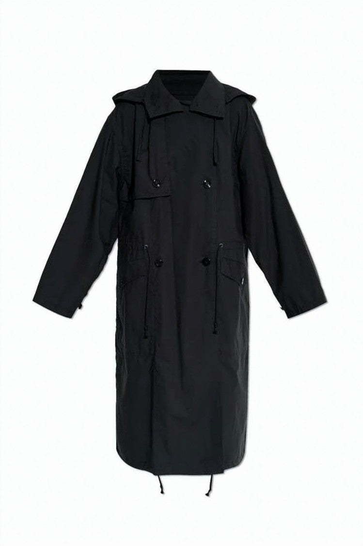Moschino Double-Breasted Hooded Long Padded Coat