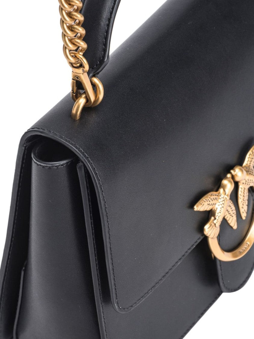 Pinko Structured Cow Leather Tote Bag With Bird Clasp Detail