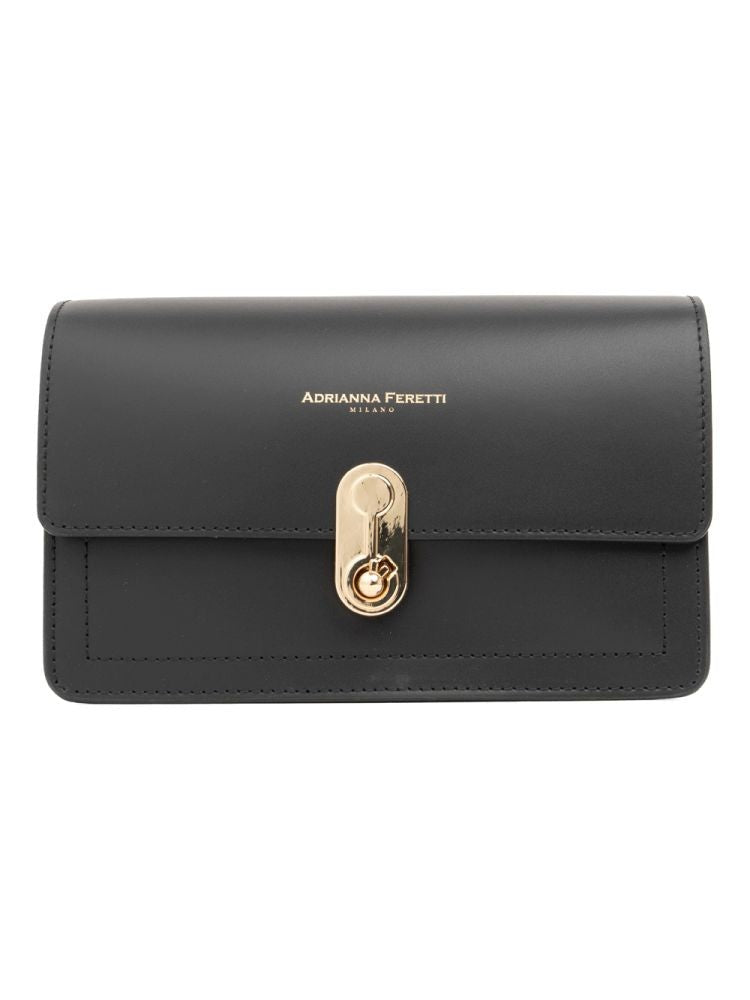 Adrianna Feretti Structured Leather Shoulder Bag With Gold-Tone Clasp