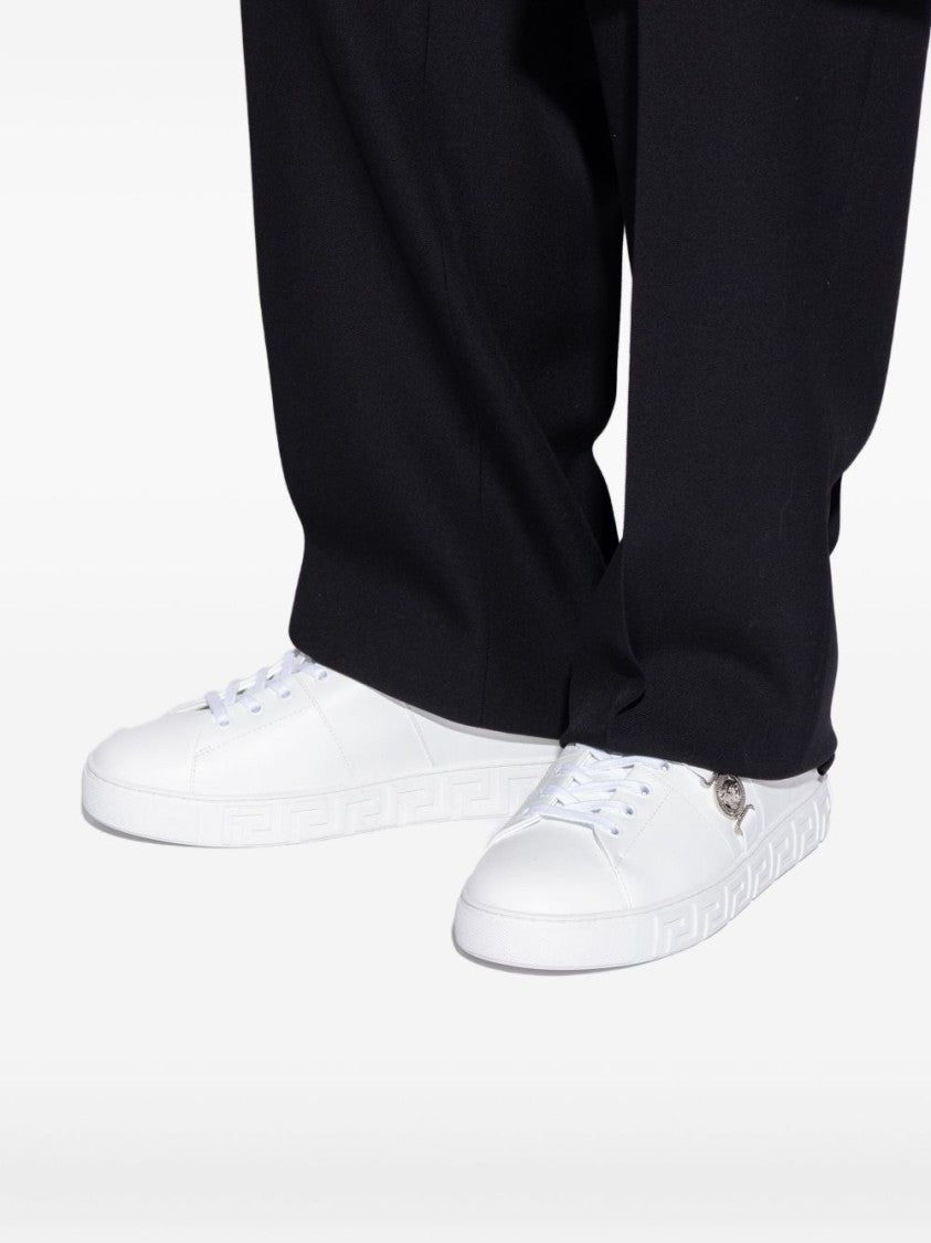Versace Low-Top Sneakers In Silk And Nylon With Metallic Accents