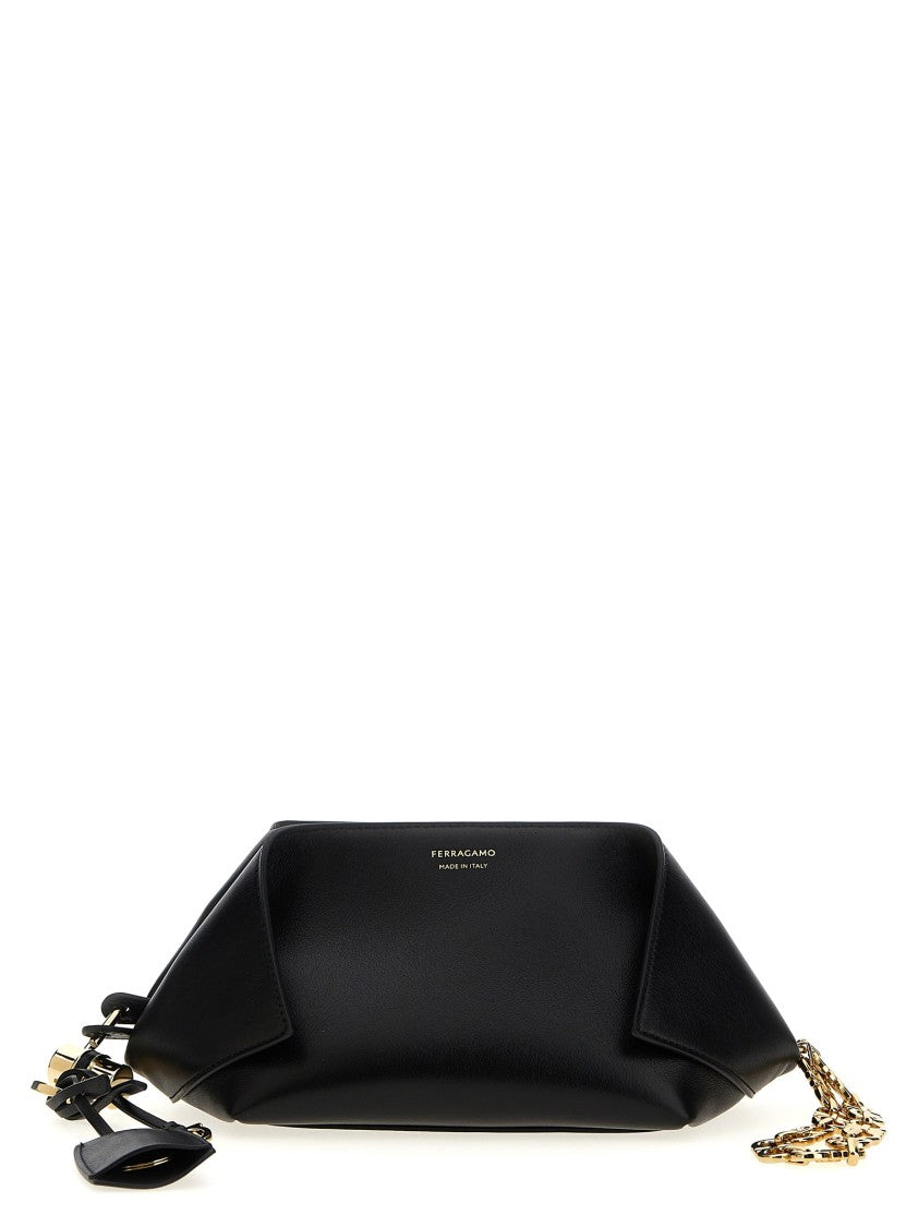 Ferragamo Folded-Corner Leather Clutch With Embossed Logo