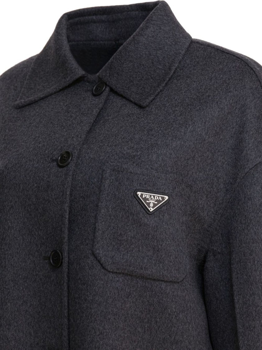 Prada Long-Sleeved Relaxed Fit Shirt With Classic Collar