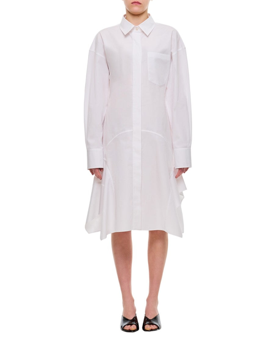Stella Mccartney Asymmetrical Hem Cotton Shirt Dress With Concealed Fr