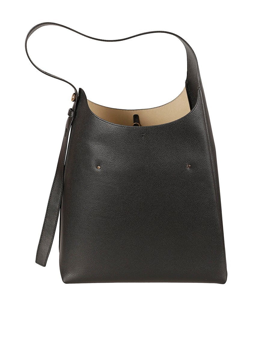 Tory Burch Structured Black Leather Shoulder Bag