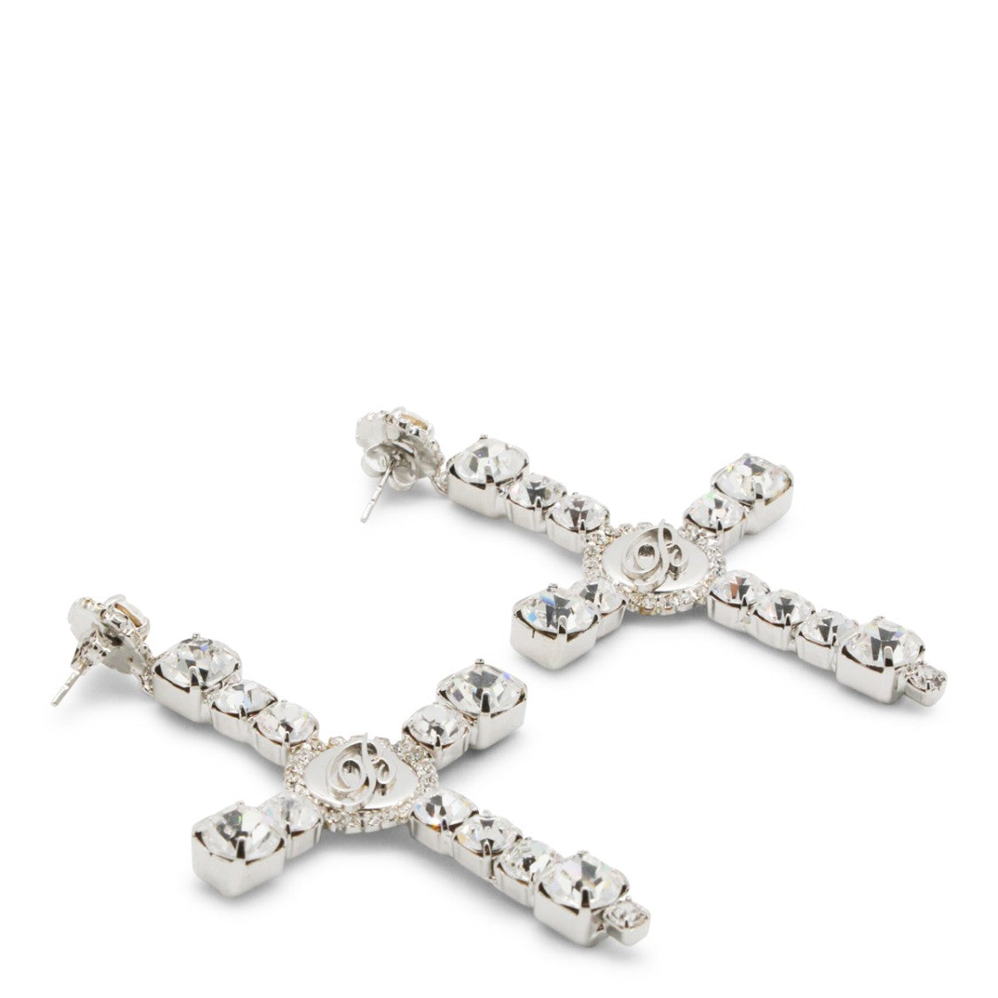 Blumarine Cross-Shaped Earrings With Engraved Centerpiece