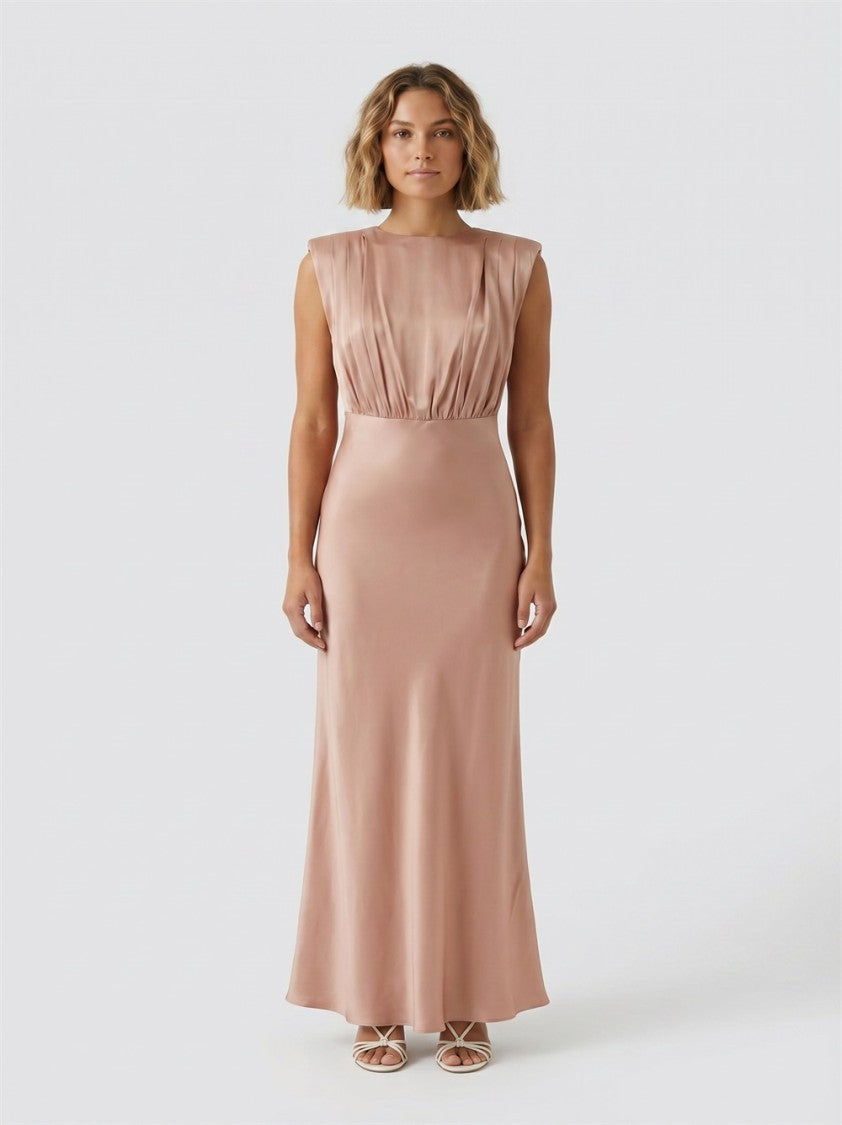 Semi Couture Antique Pink Casilda Satin Backless Acetate-Blend Dress