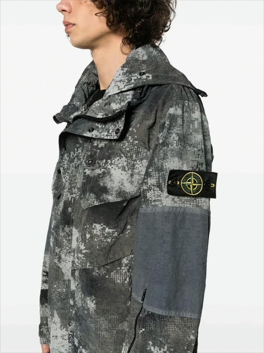 Stone Island Digital Camouflage Jacket With Structured Collar