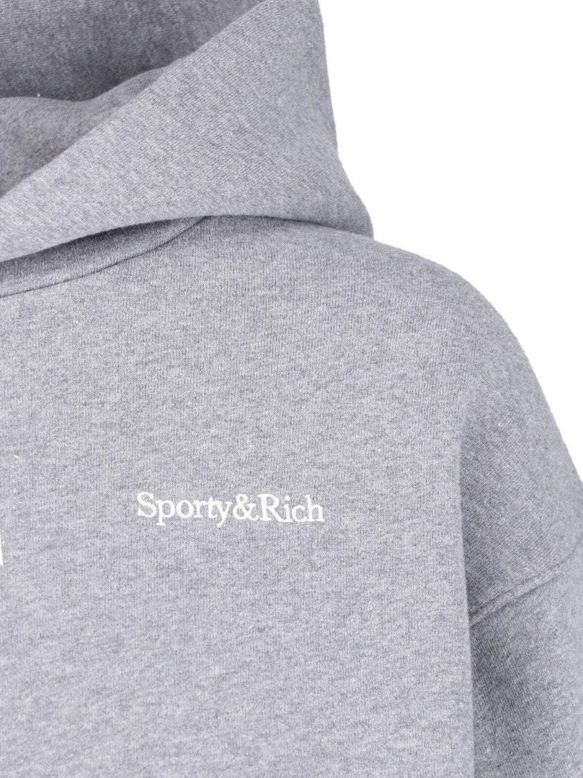 Sporty And Rich Grey Cropped Cotton-Blend Hoodie