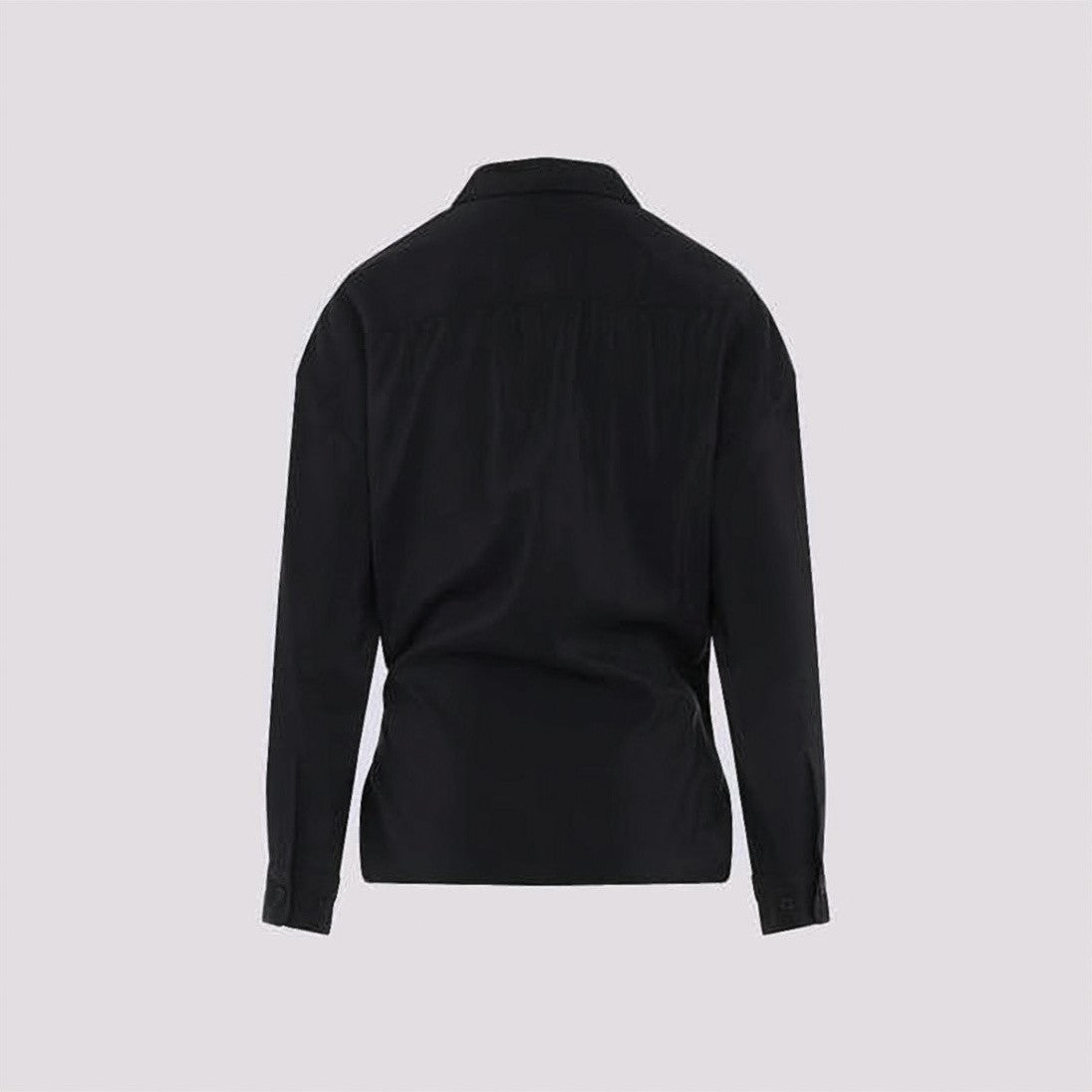 Lemaire Twisted Front Black Silk And Polyamide Shirt