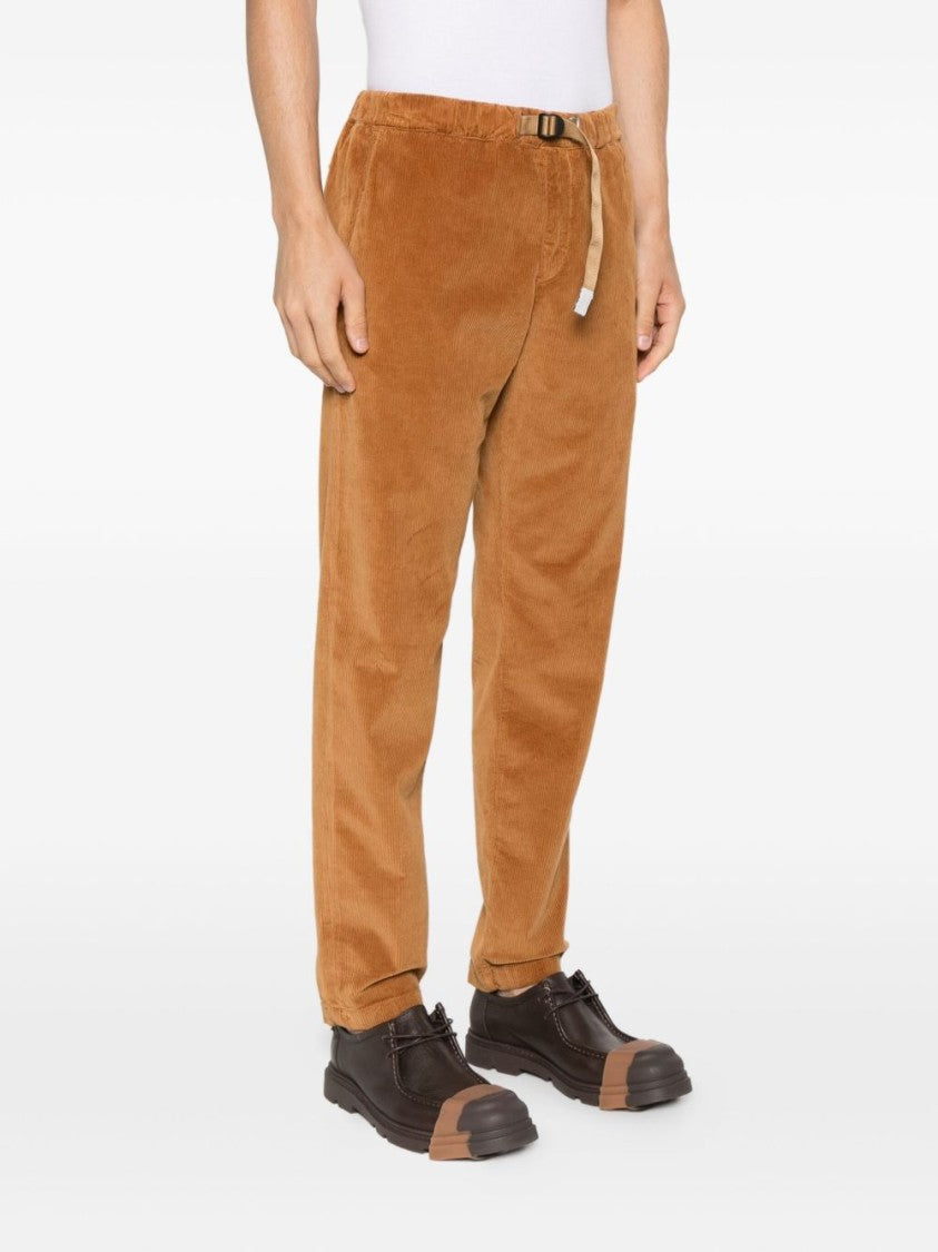 White Sand Relaxed Fit Beige Trousers With Corduroy Texture