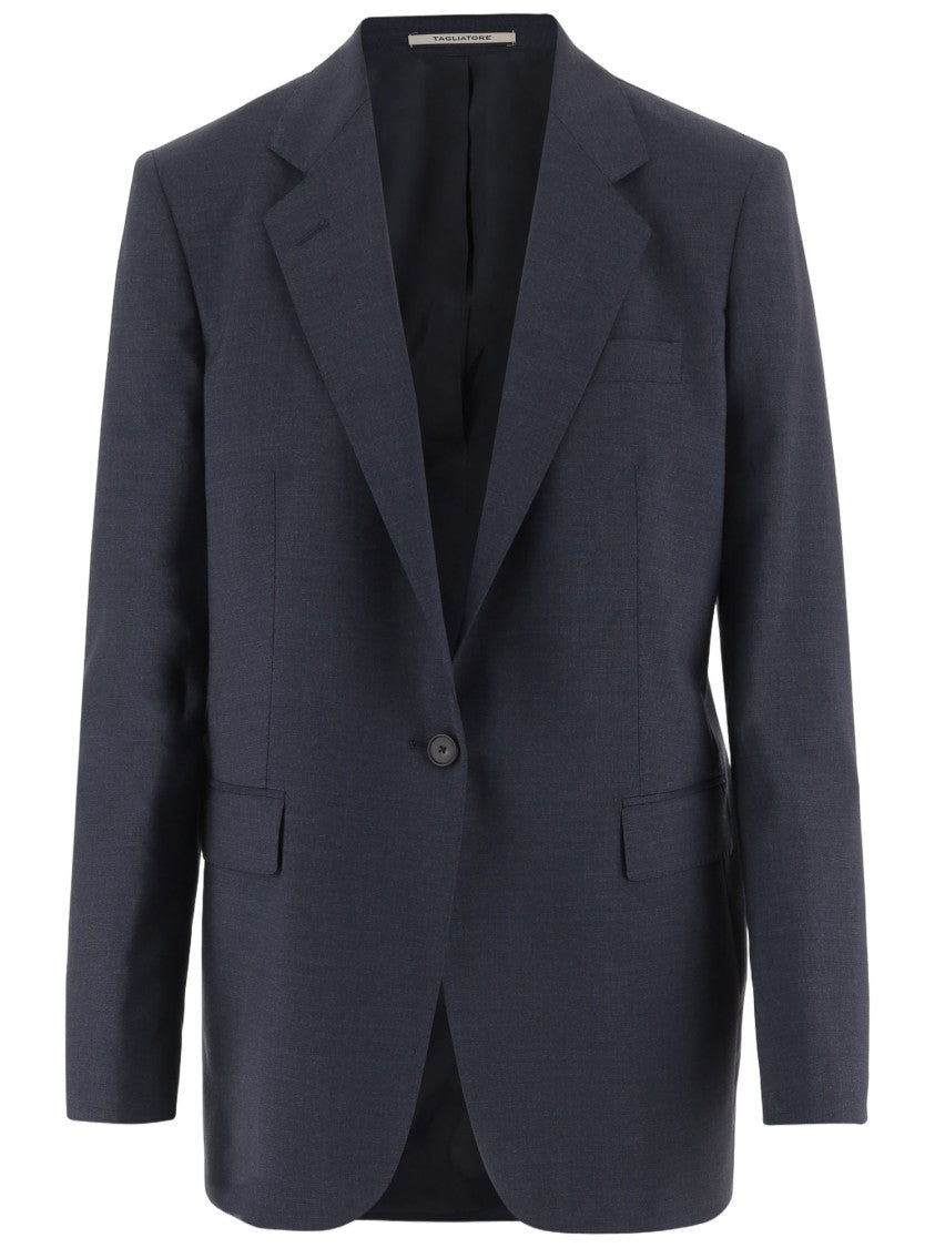 Tagliatore Navy Blue Stretch Wool Jacket