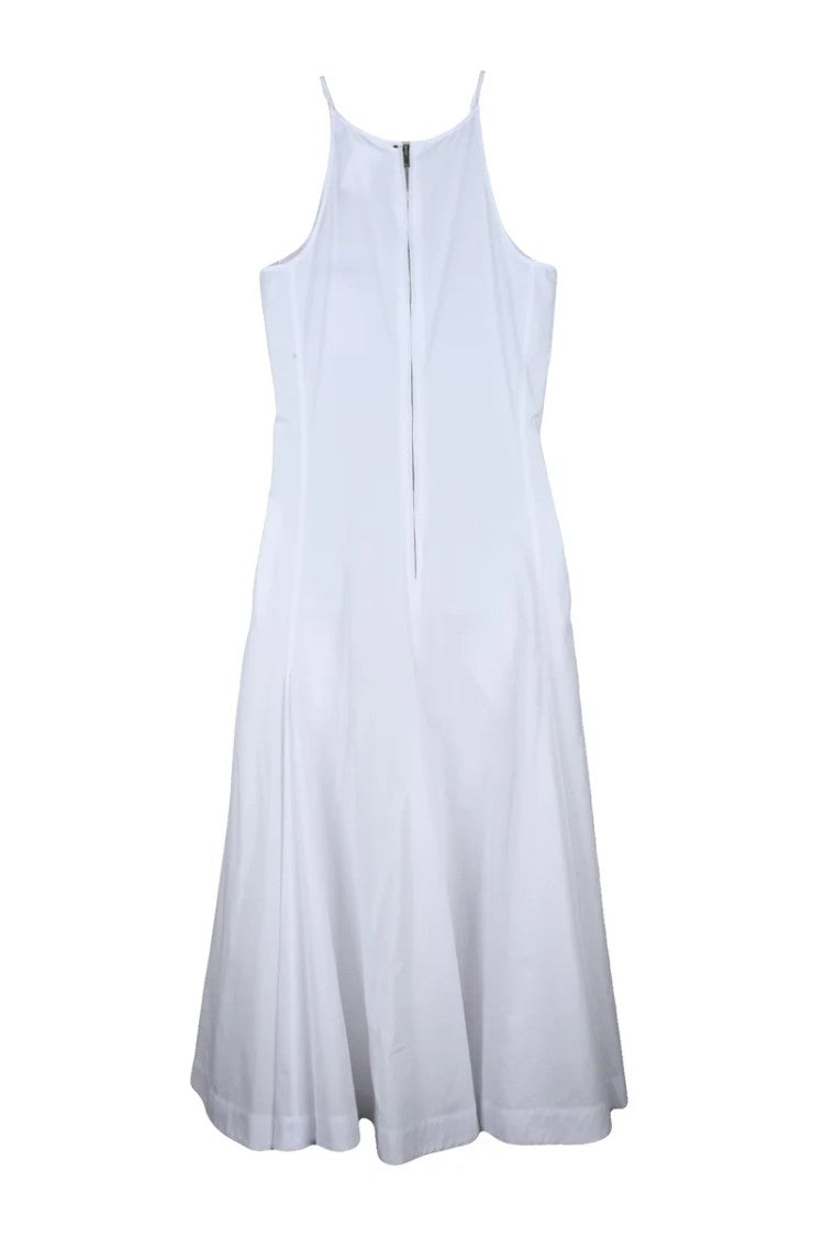 Sportmax Sleeveless Flared White Cotton Midi Dress